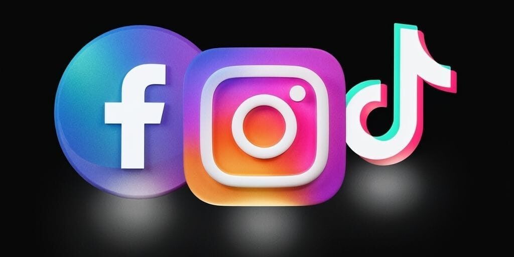 Facebook-Instagram-TikTok-Logos-Glowing-on-Black-Background social media management